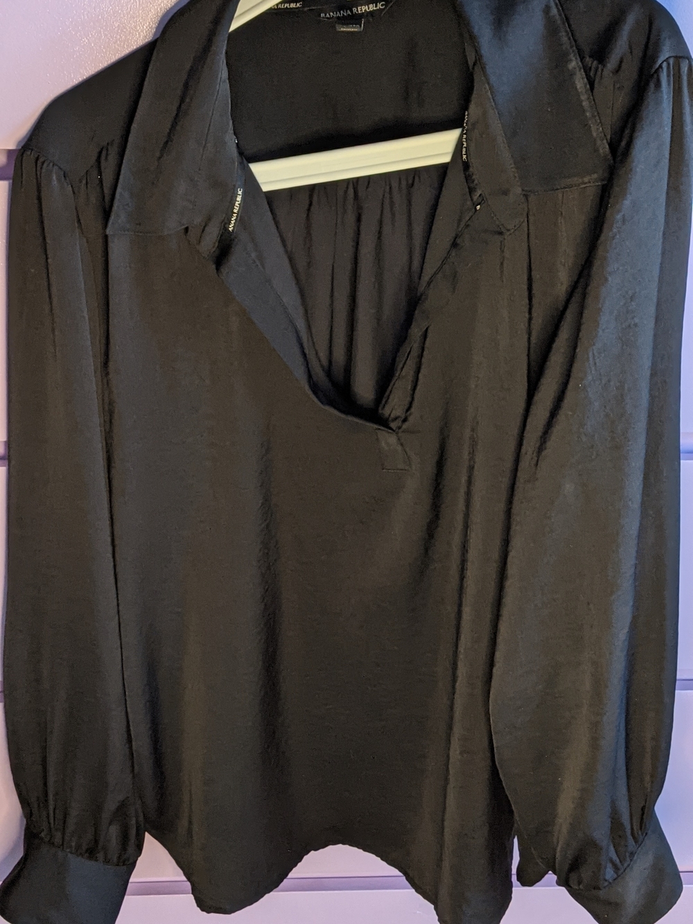 Banana Republic Black Button-Down Style Long-Sleeve Blouse